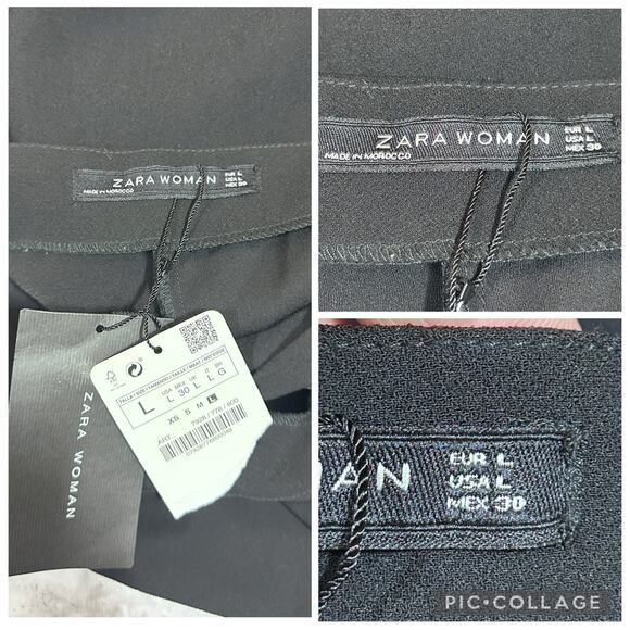 Zara Cut Out Jumpsuit L Blk Side Zipper Wide Leg Tie Back Sleeveless Modern Chic - Picture 8 of 10